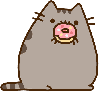 Pusheen eating a donut