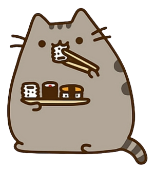 Pusheen eating sushi